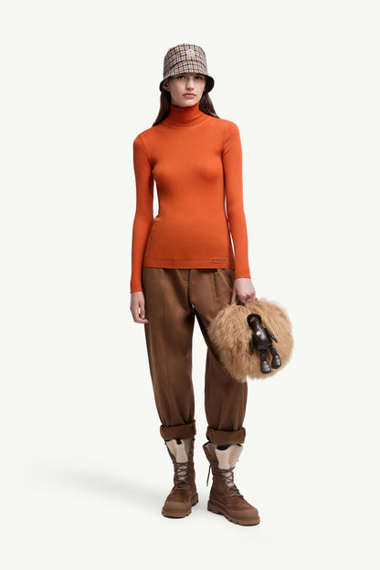 Moncler Logo Wool Turtleneck Sweater Orange Orange