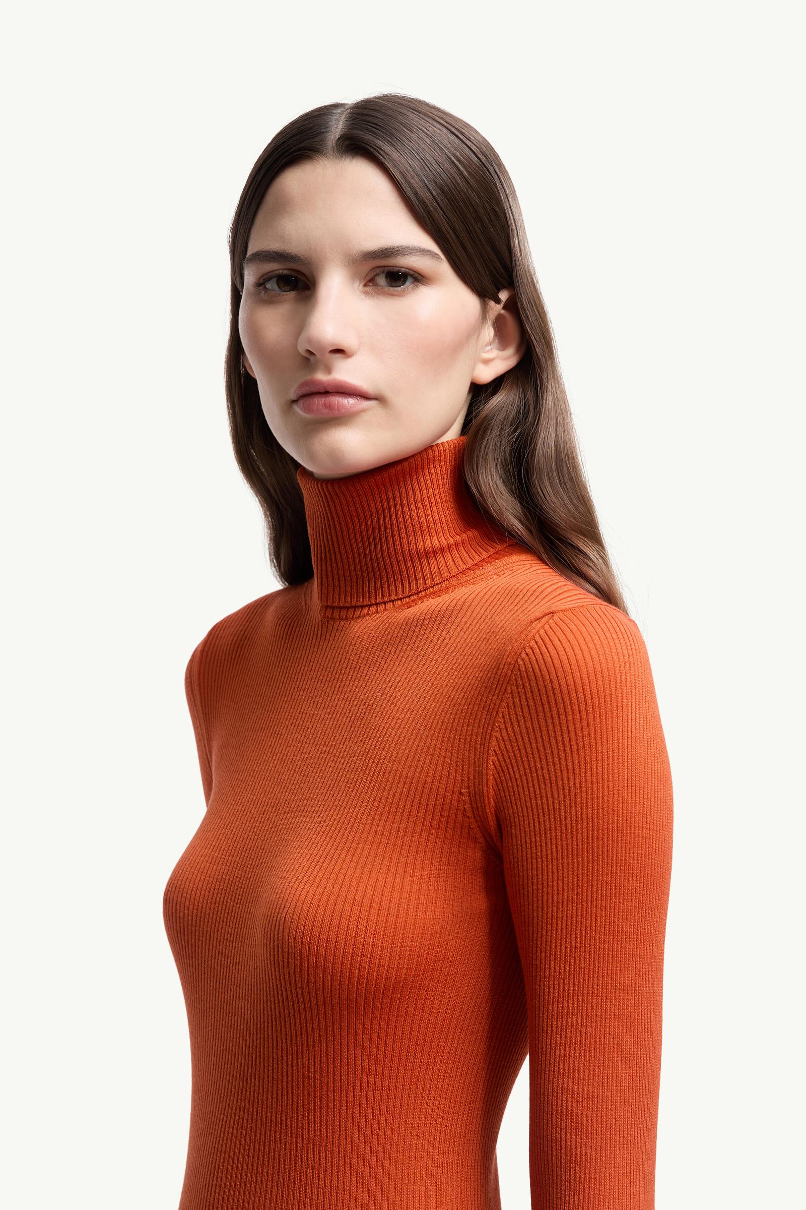 Moncler Logo Wool Turtleneck Sweater Orange Orange
