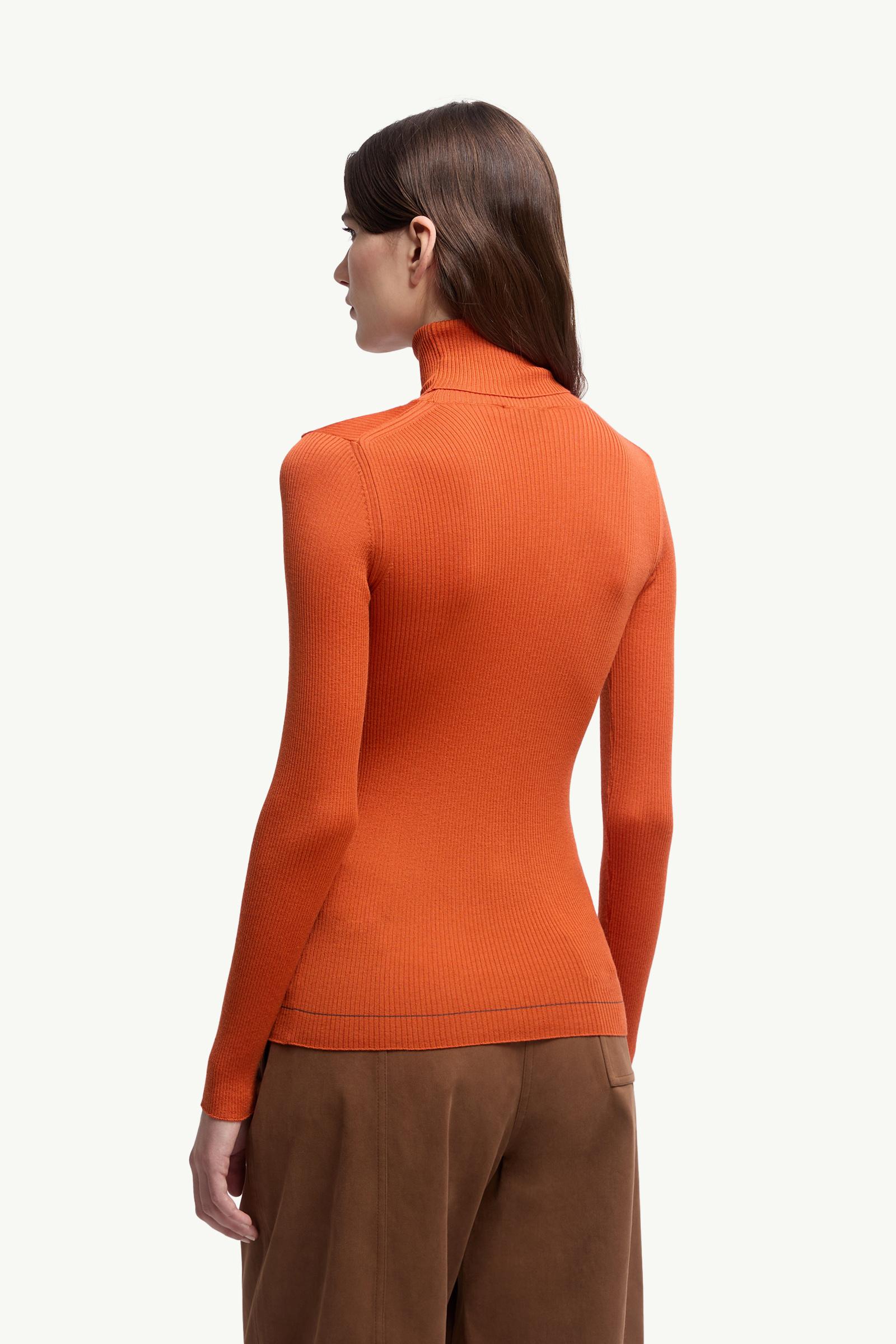 Moncler Logo Wool Turtleneck Sweater Orange Orange