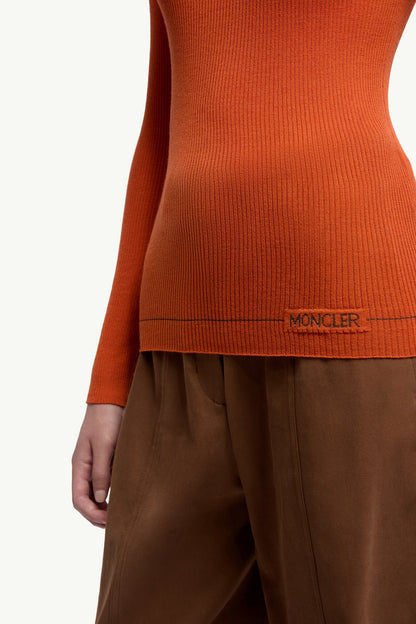Moncler Logo Wool Turtleneck Sweater Orange Orange