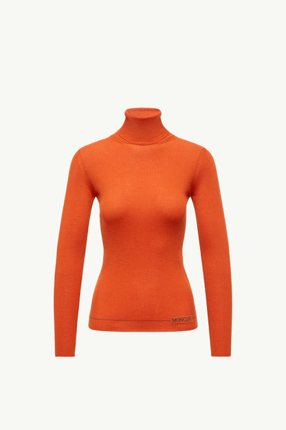 Moncler Logo Wool Turtleneck Sweater Orange Orange