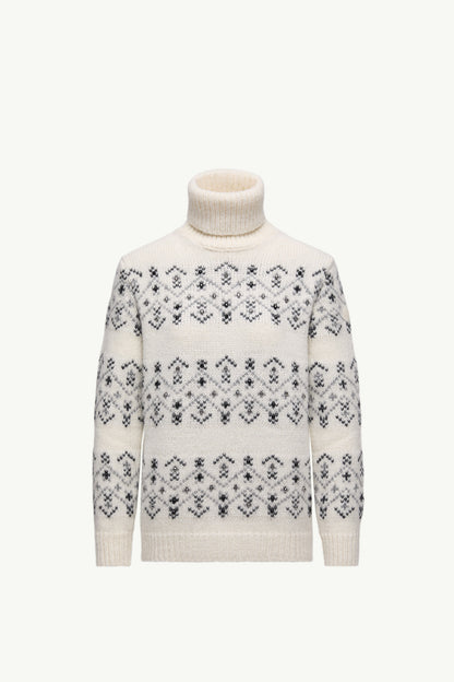 Moncler Crystal-Embroidered Alpaca & Wool Blend Turtleneck Sweater White Ivory White Ivory