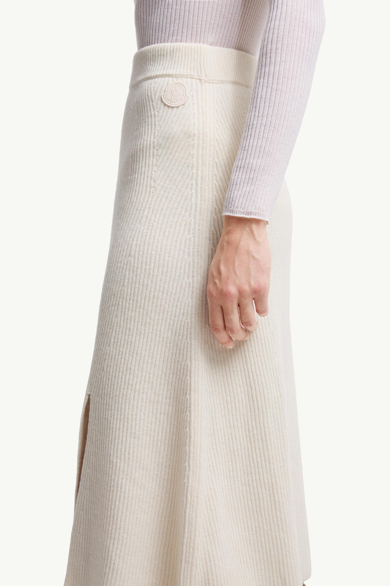 Moncler Wool & Cashmere Midi Skirt White White