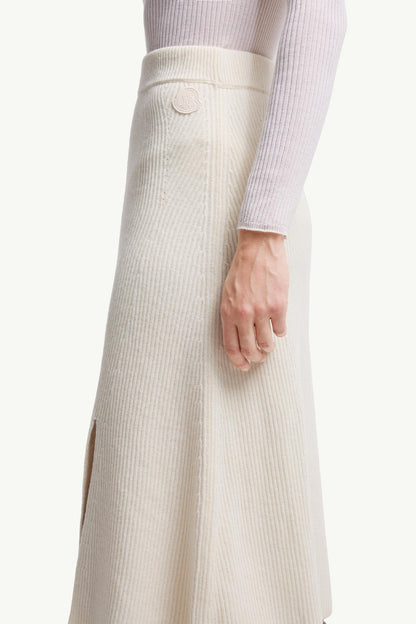 Moncler Wool & Cashmere Midi Skirt White White