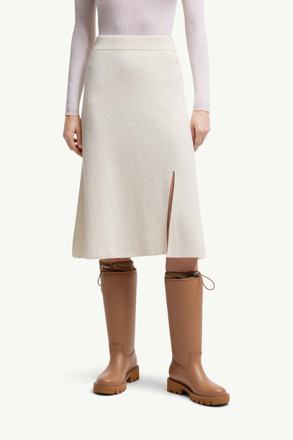 Moncler Wool & Cashmere Midi Skirt White White