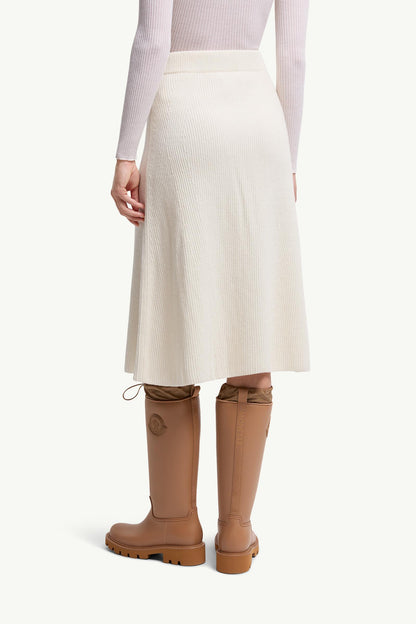 Moncler Wool & Cashmere Midi Skirt White White