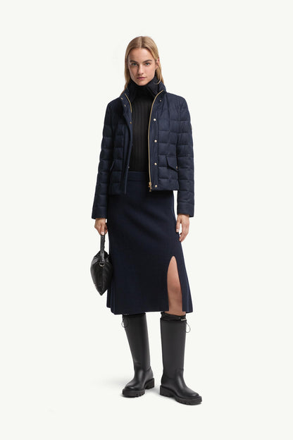 Moncler Wool & Cashmere Midi Skirt Dark Blue Dark Blue