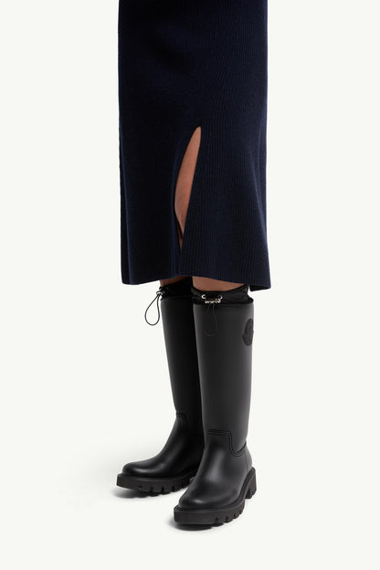 Moncler Wool & Cashmere Midi Skirt Dark Blue Dark Blue