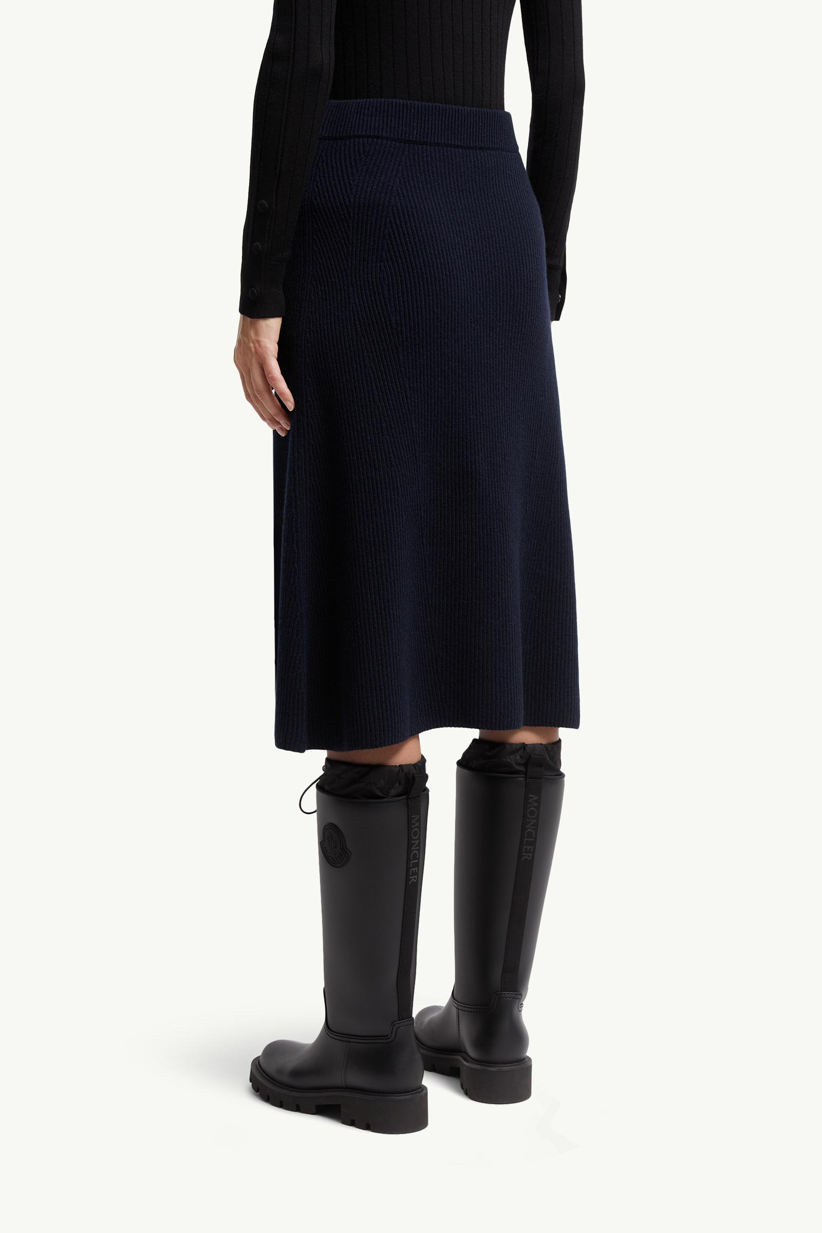 Moncler Wool & Cashmere Midi Skirt Dark Blue Dark Blue
