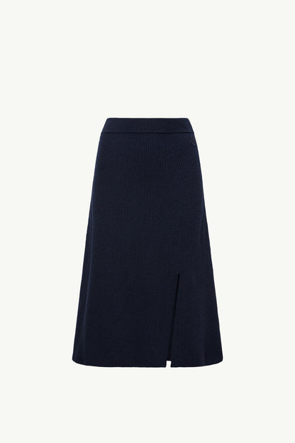 Moncler Wool & Cashmere Midi Skirt Dark Blue Dark Blue