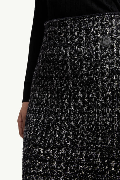 Moncler Fringe-Trim Wool Blend Skirt Black Black
