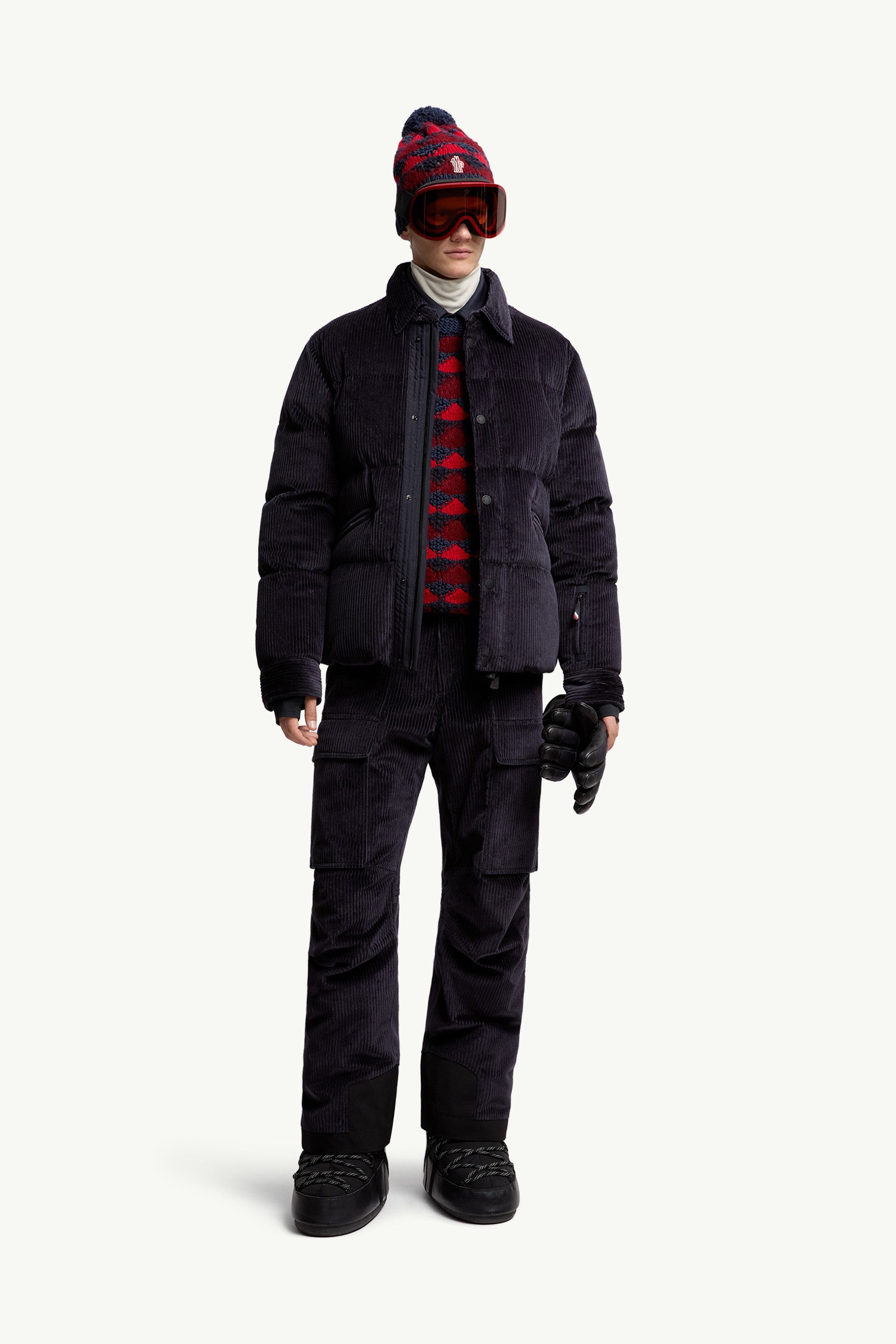 Moncler Padded Corduroy Ski Bib Navy Blue Navy Blue