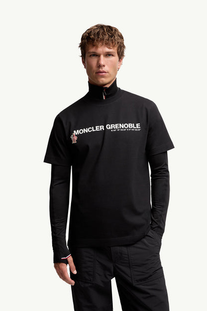 Moncler Logo Cotton T-Shirt Black Black