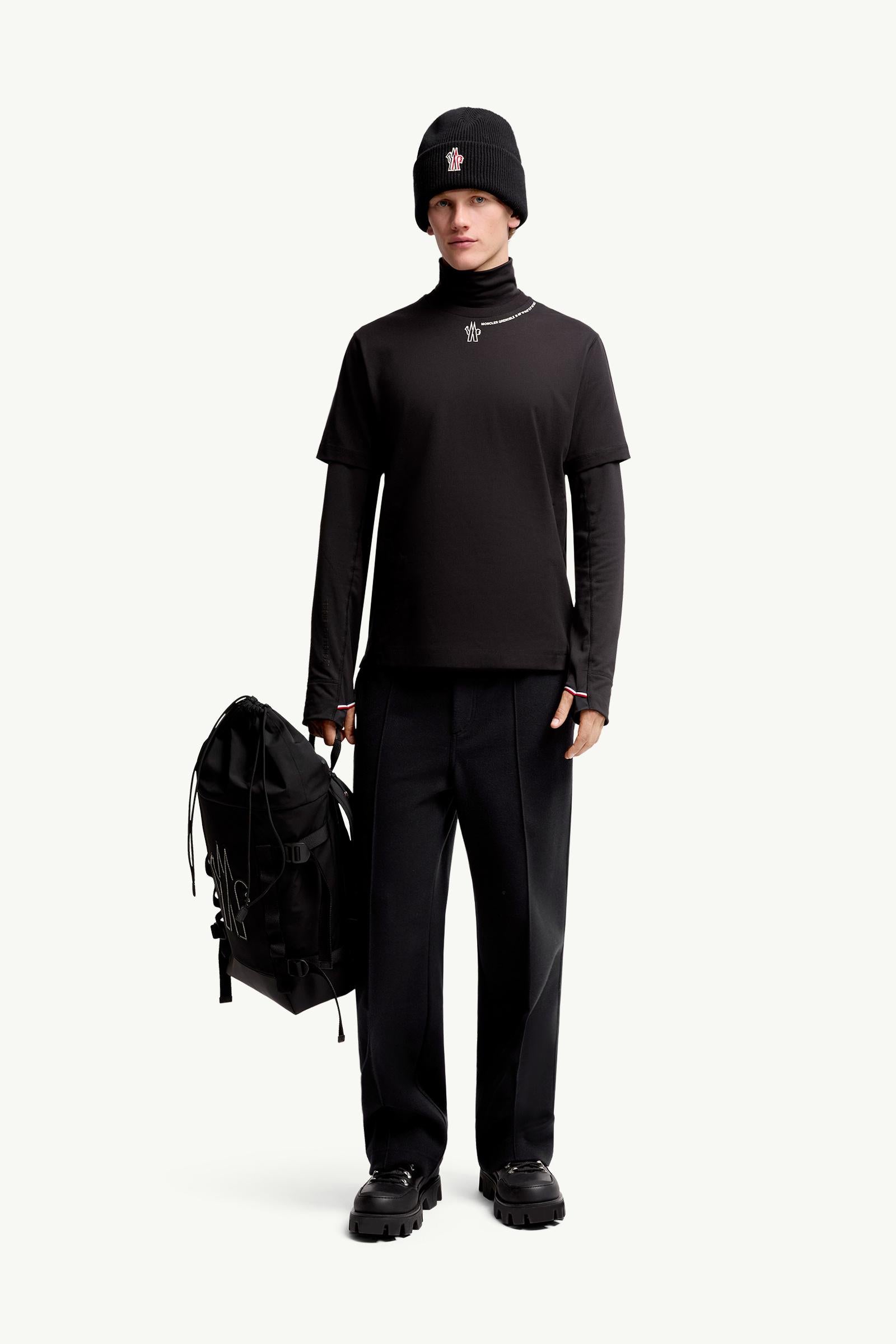 Moncler Logo Cotton T-Shirt Black Black