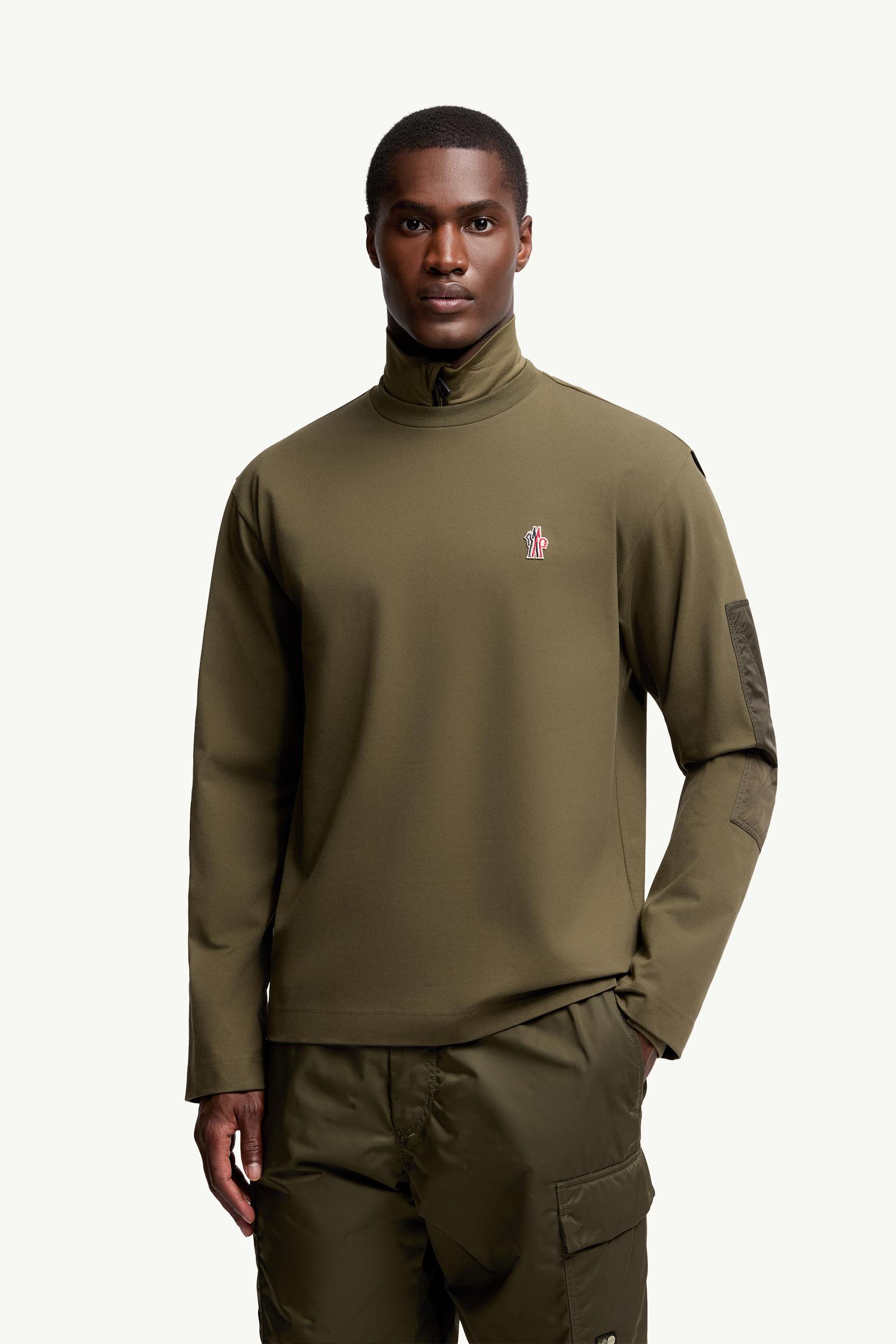 Moncler Logo Cotton Long Sleeve T-Shirt Olive Green Olive Green