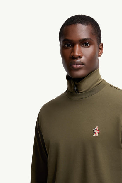 Moncler Logo Cotton Long Sleeve T-Shirt Olive Green Olive Green