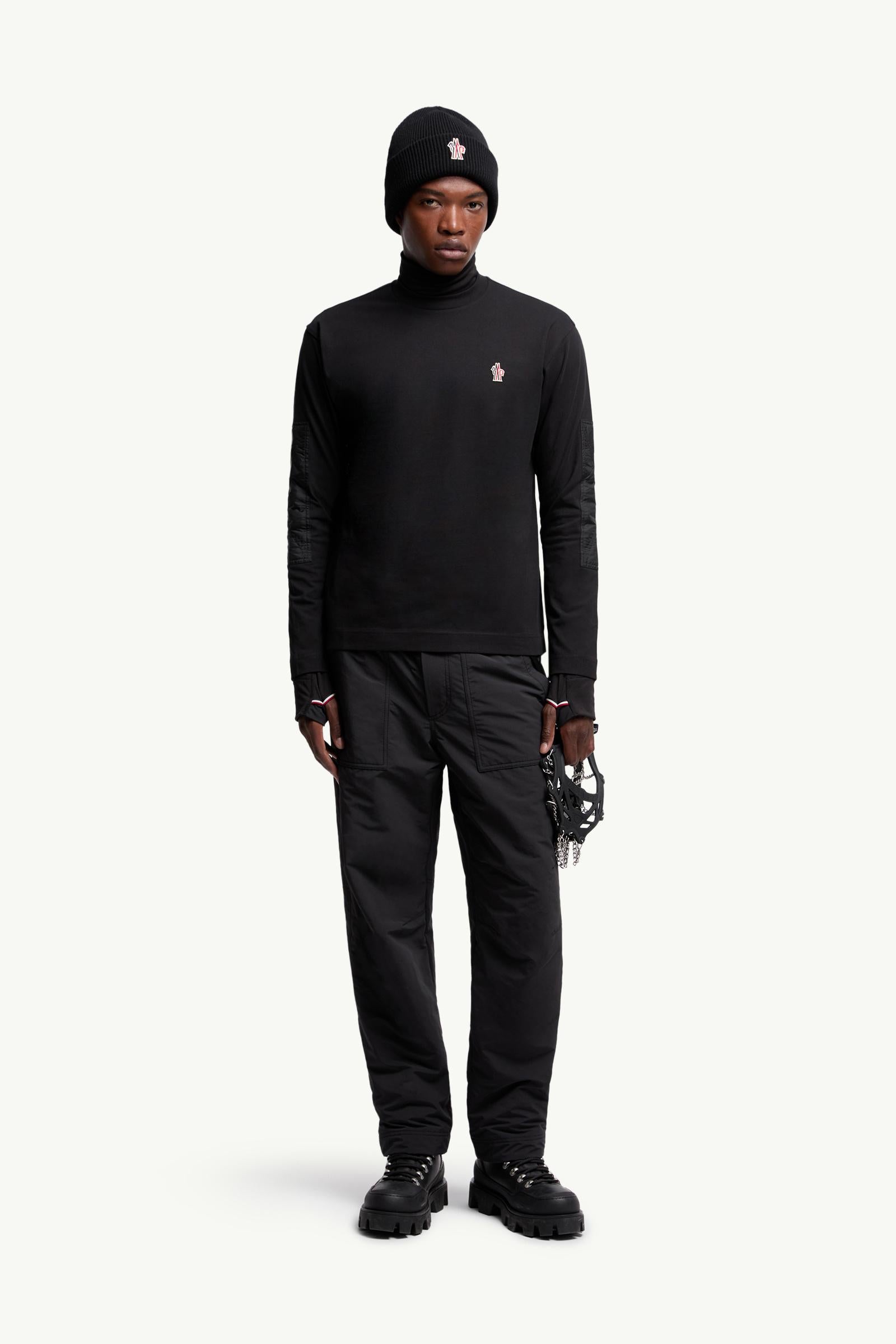Moncler Logo Cotton Long Sleeve T-Shirt Black Black