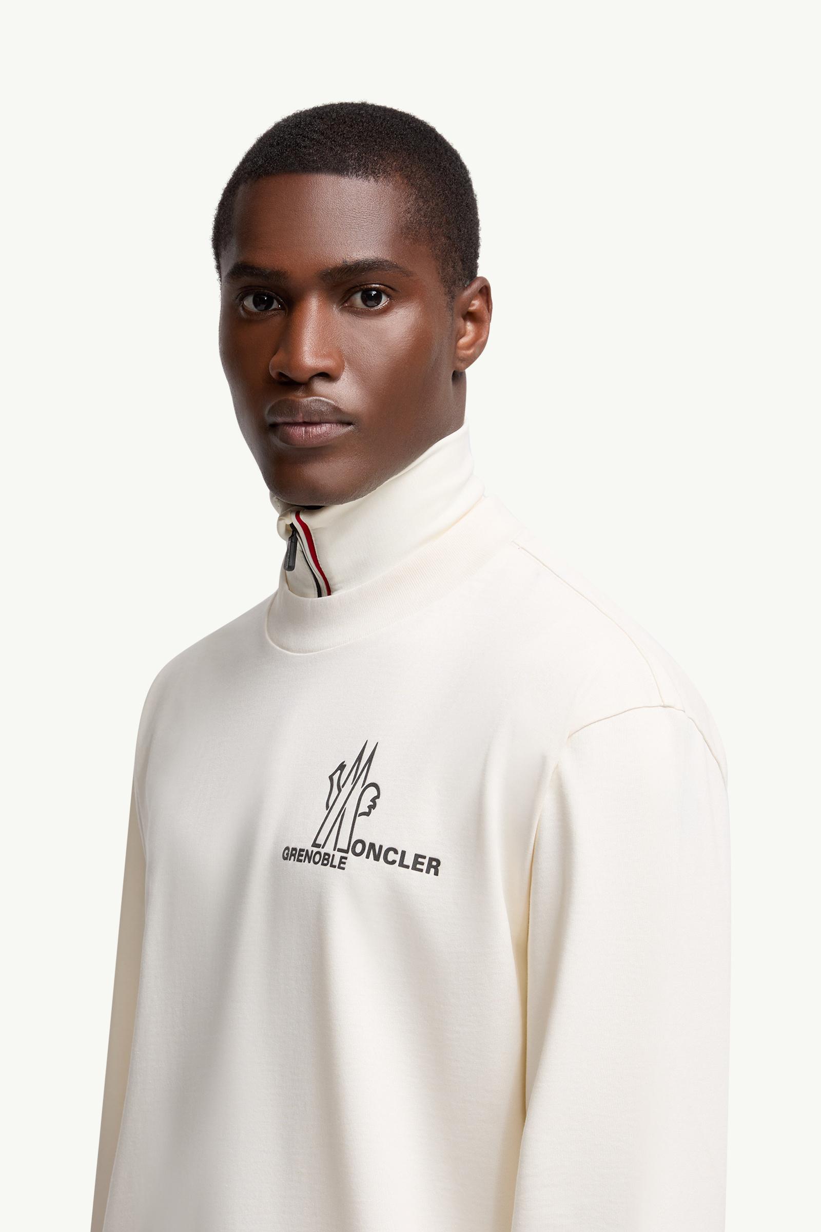 Moncler Logo Long Sleeve Cotton T-Shirt White White