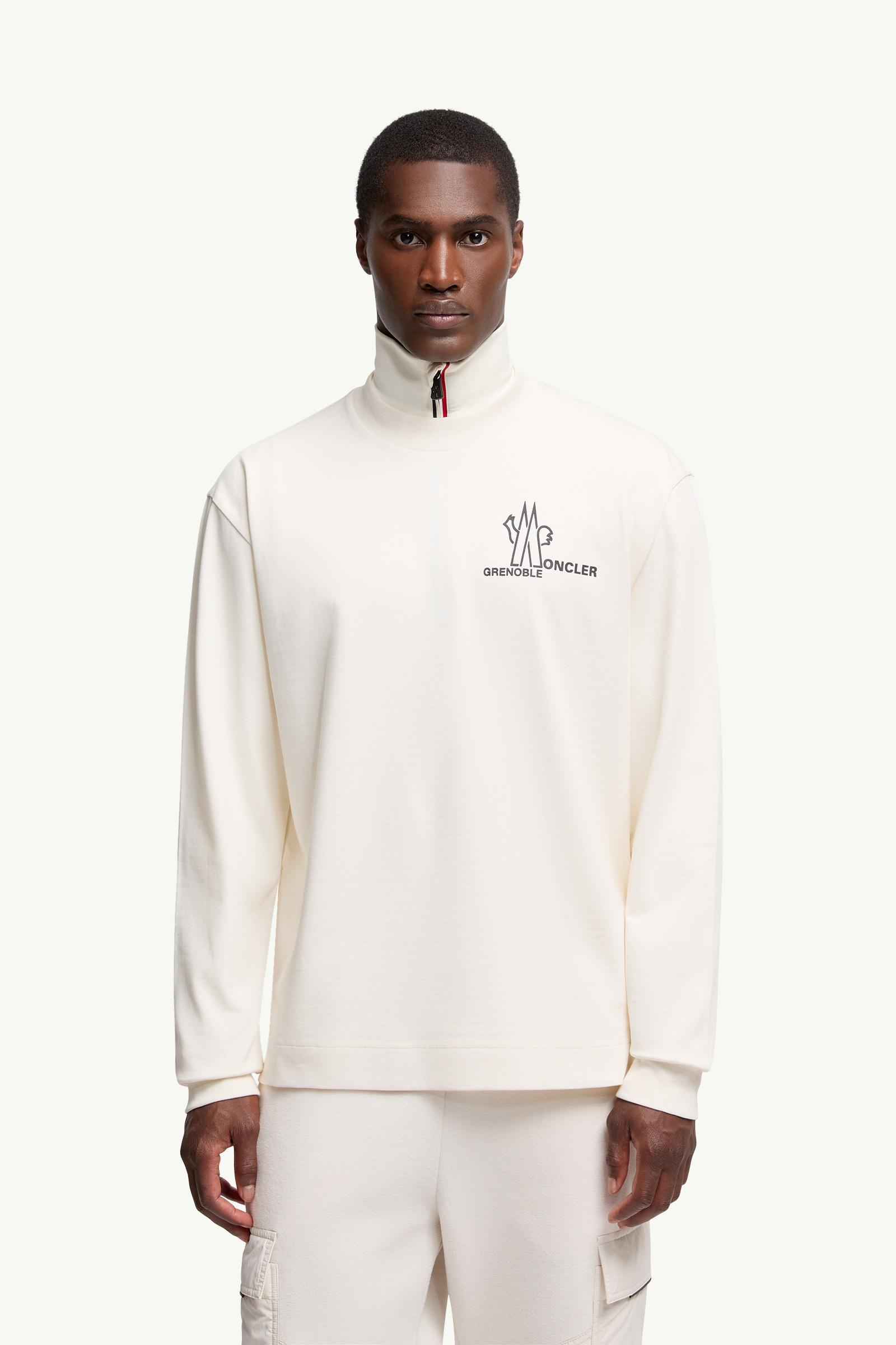 Moncler Logo Long Sleeve Cotton T-Shirt White White