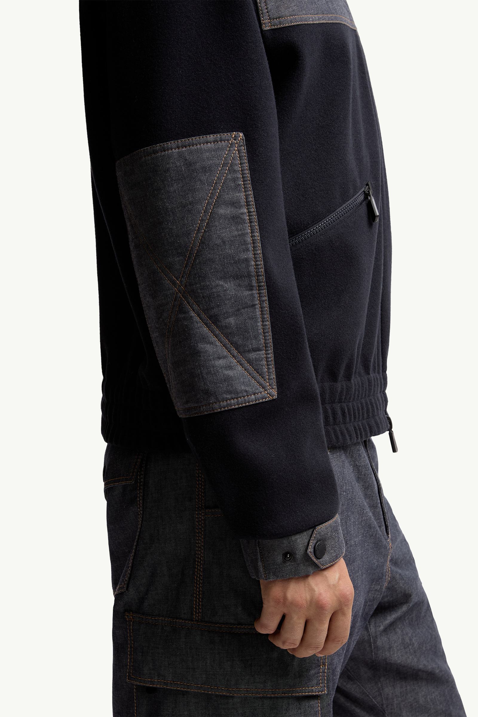 Moncler Cotton Zip-Up Hoodie Navy Blue Navy Blue