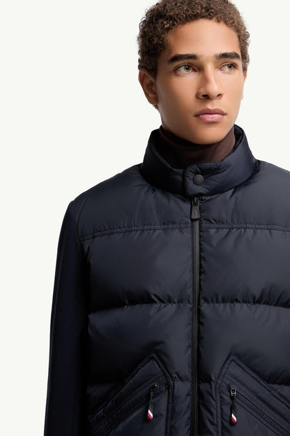 Moncler Padded Zip-Up Cardigan Navy Blue Navy Blue