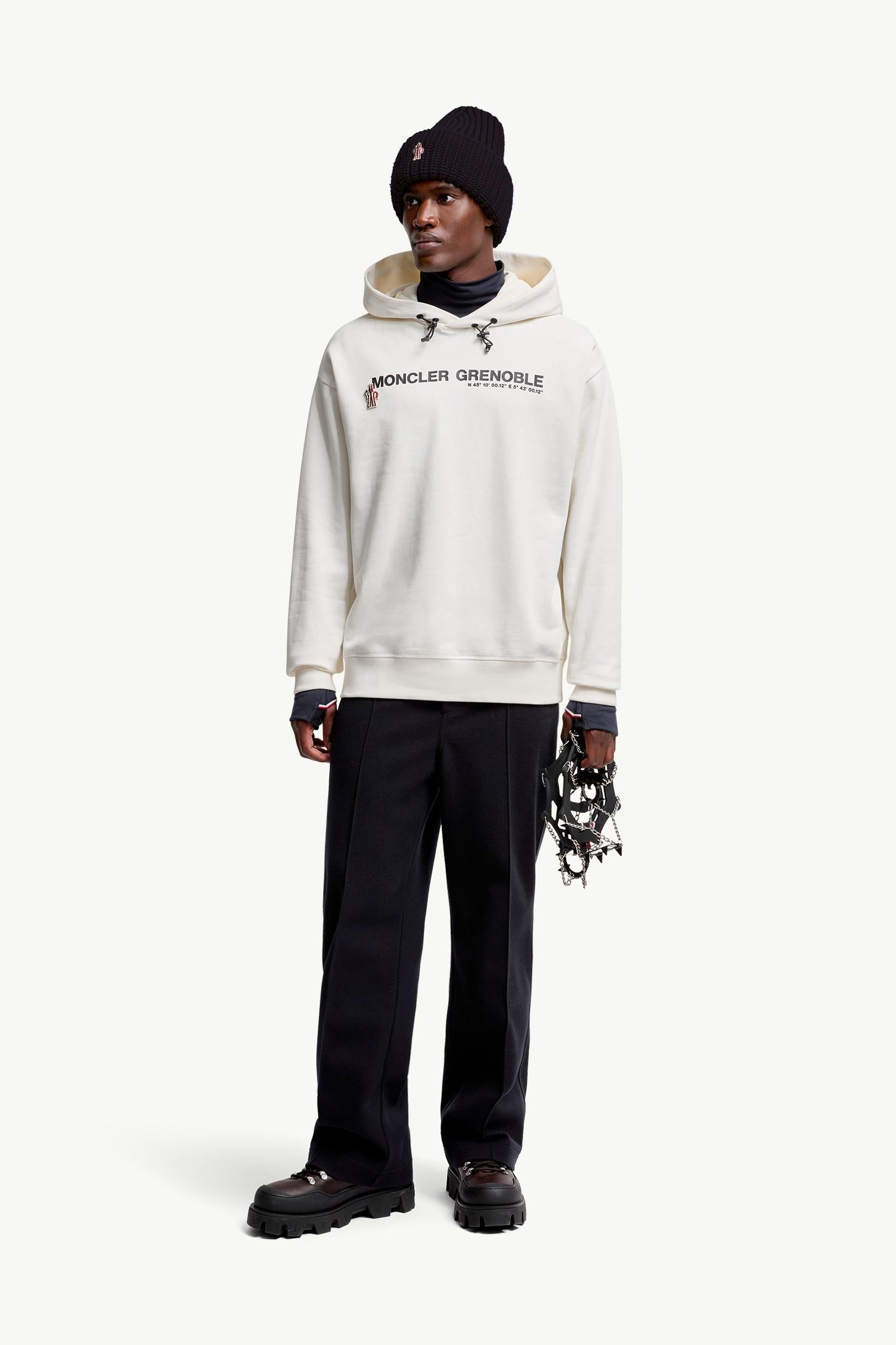 Moncler Logo Cotton Hoodie White White