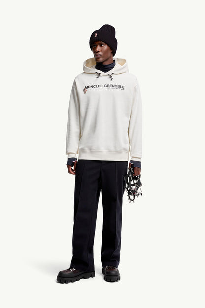 Moncler Logo Cotton Hoodie White White