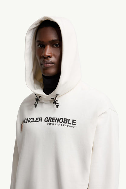 Moncler Logo Cotton Hoodie White White