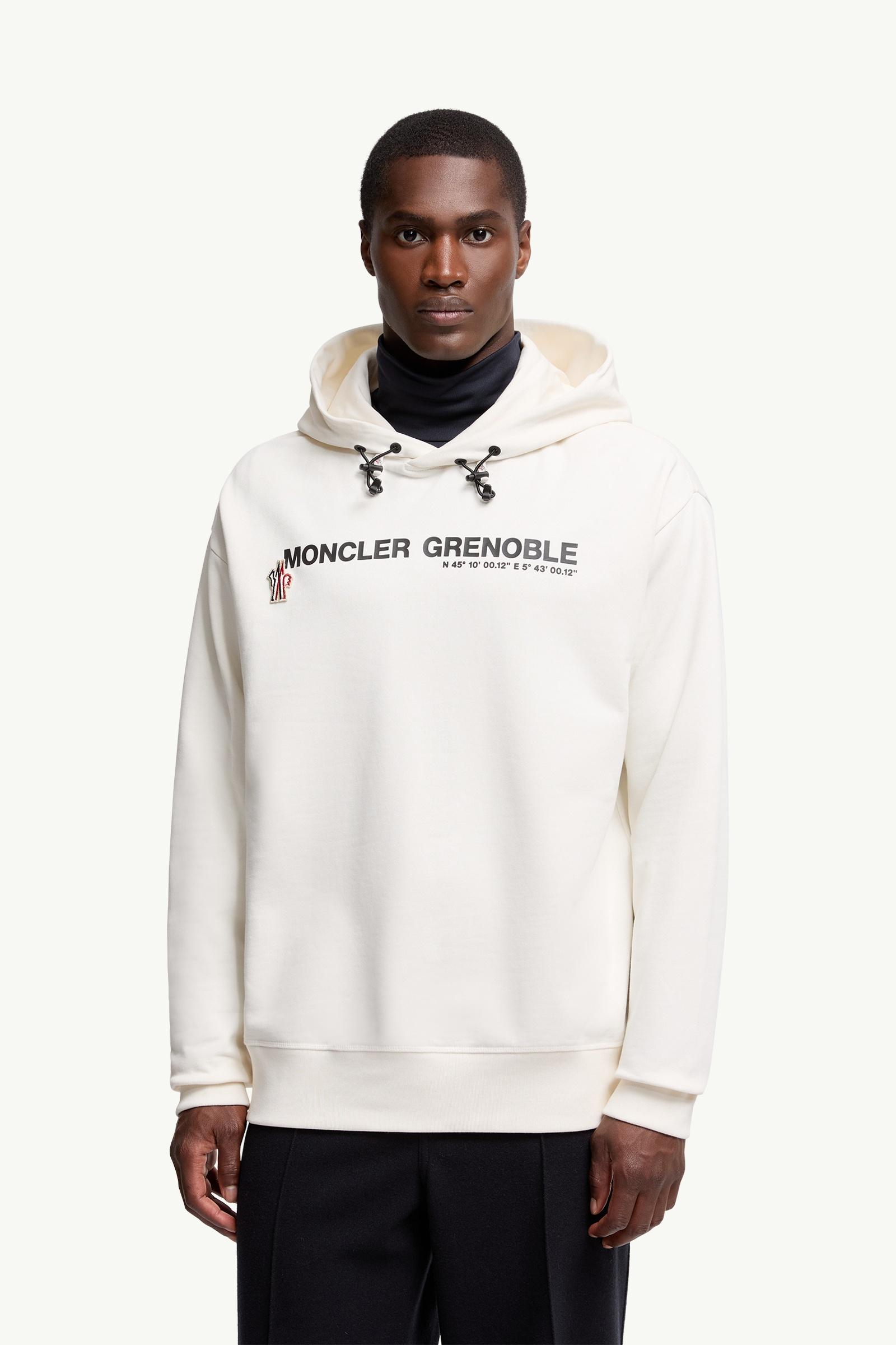 Moncler Logo Cotton Hoodie White White