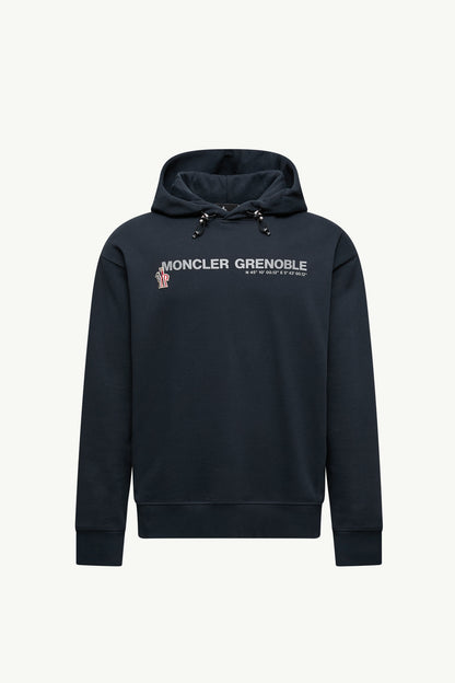 Moncler Logo Cotton Hoodie Navy Blue Navy Blue