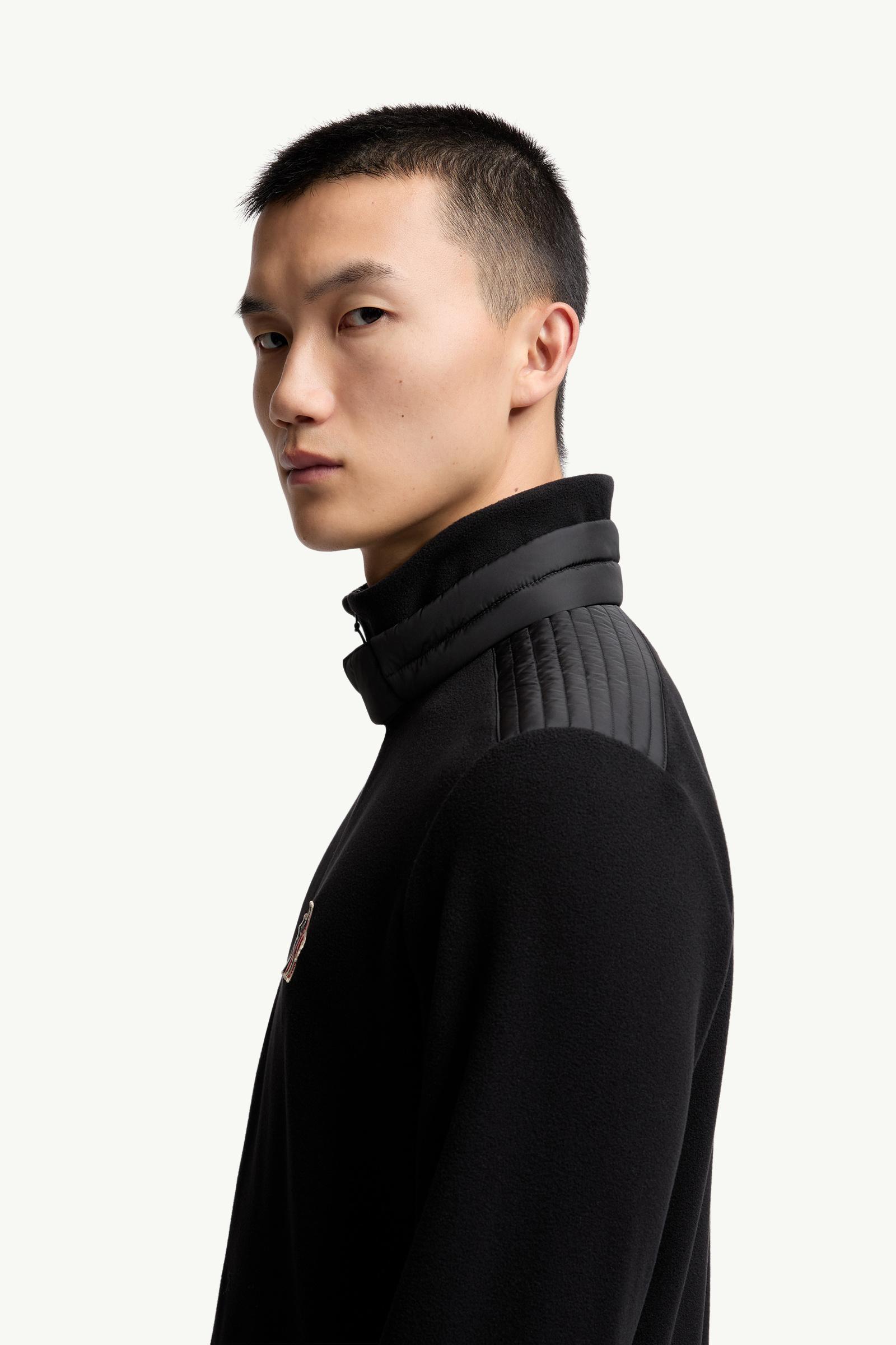 Moncler Fleece Zip-Up Sweatshirt Black Black