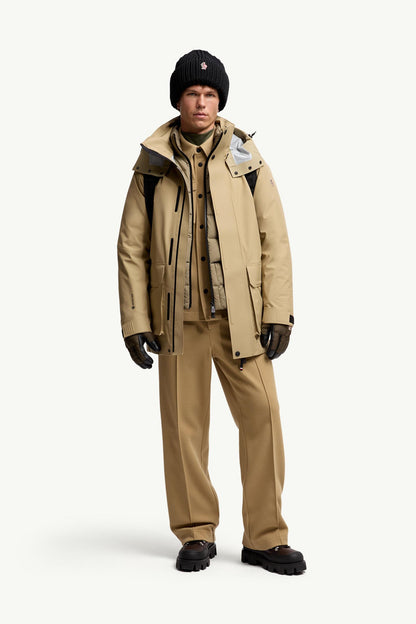 Moncler Embossed Logo Cotton Sweatpants Beige Beige