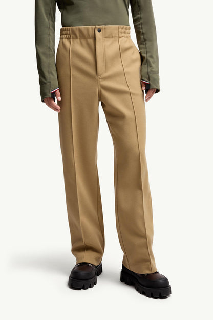 Moncler Embossed Logo Cotton Sweatpants Beige Beige