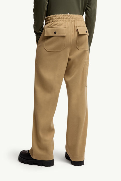Moncler Embossed Logo Cotton Sweatpants Beige Beige