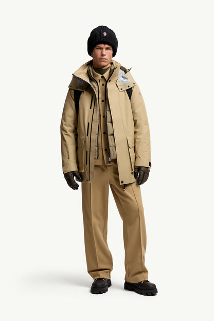 Moncler Embossed Logo Cotton Sweatpants Beige Beige