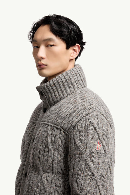 Moncler Ellesmere Wool Tweed Short Down Jacket Grey Grey