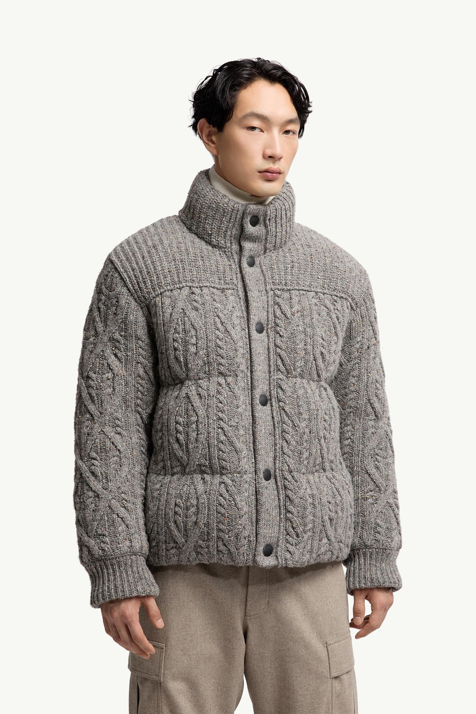 Moncler Ellesmere Wool Tweed Short Down Jacket Grey Grey