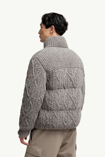 Moncler Ellesmere Wool Tweed Short Down Jacket Grey Grey