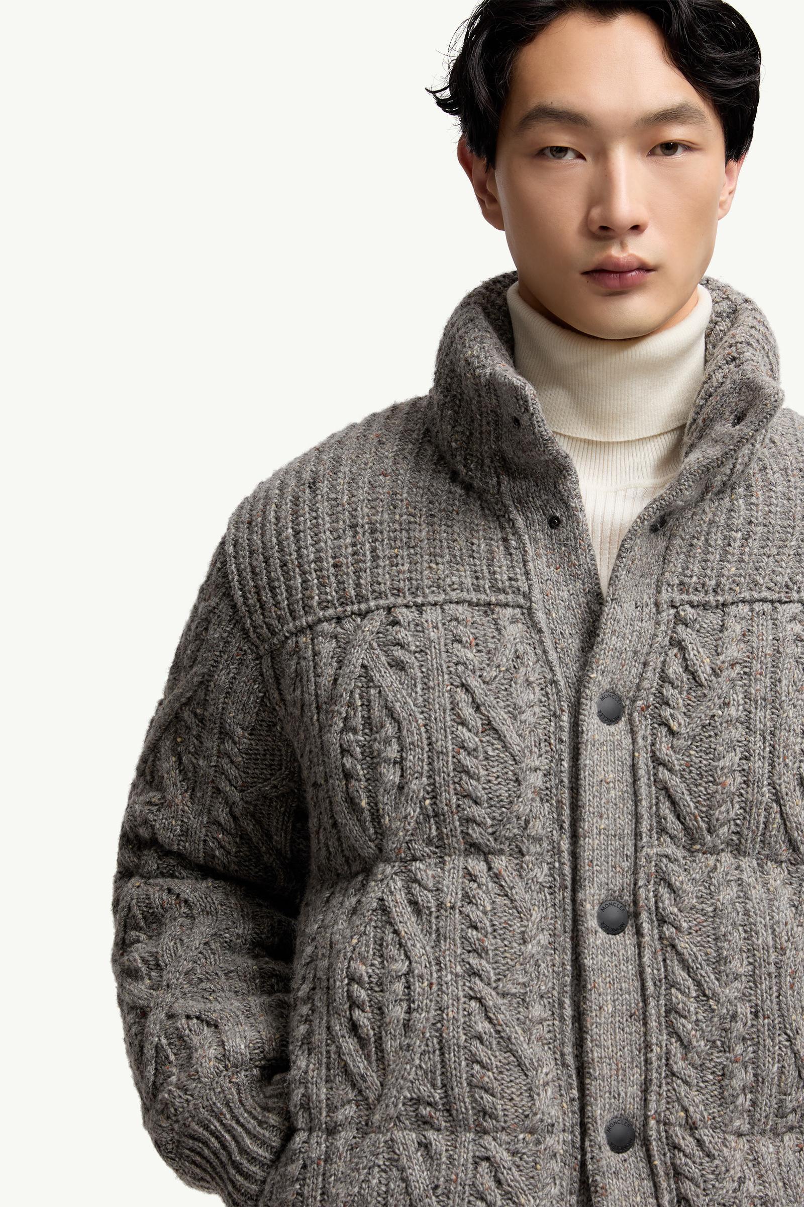 Moncler Ellesmere Wool Tweed Short Down Jacket Grey Grey