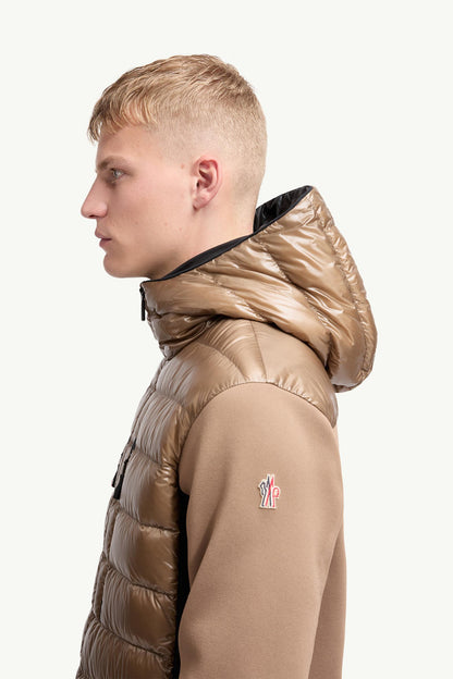 Moncler Padded Zip-Up Hoodie Beige Beige