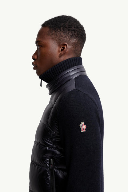 Moncler Padded Wool Zip-Up Cardigan Dark Blue Dark Blue