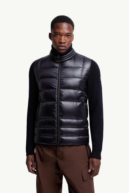 Moncler Padded Wool Zip-Up Cardigan Dark Blue Dark Blue