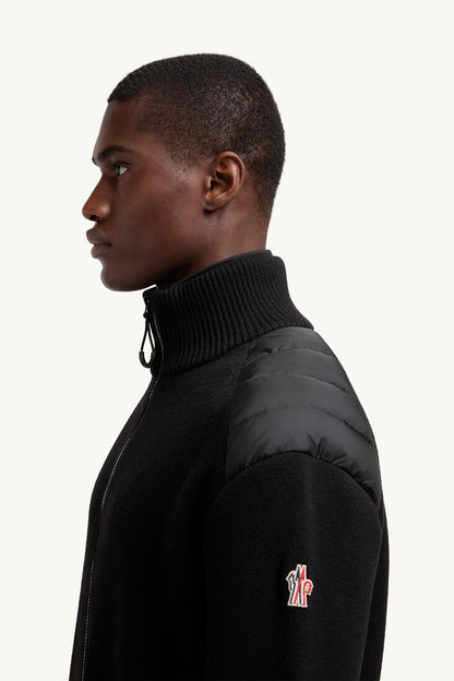 Moncler Padded Wool Zip-Up Cardigan Black Black