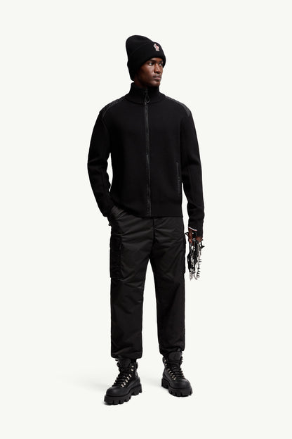 Moncler Padded Wool Zip-Up Cardigan Black Black