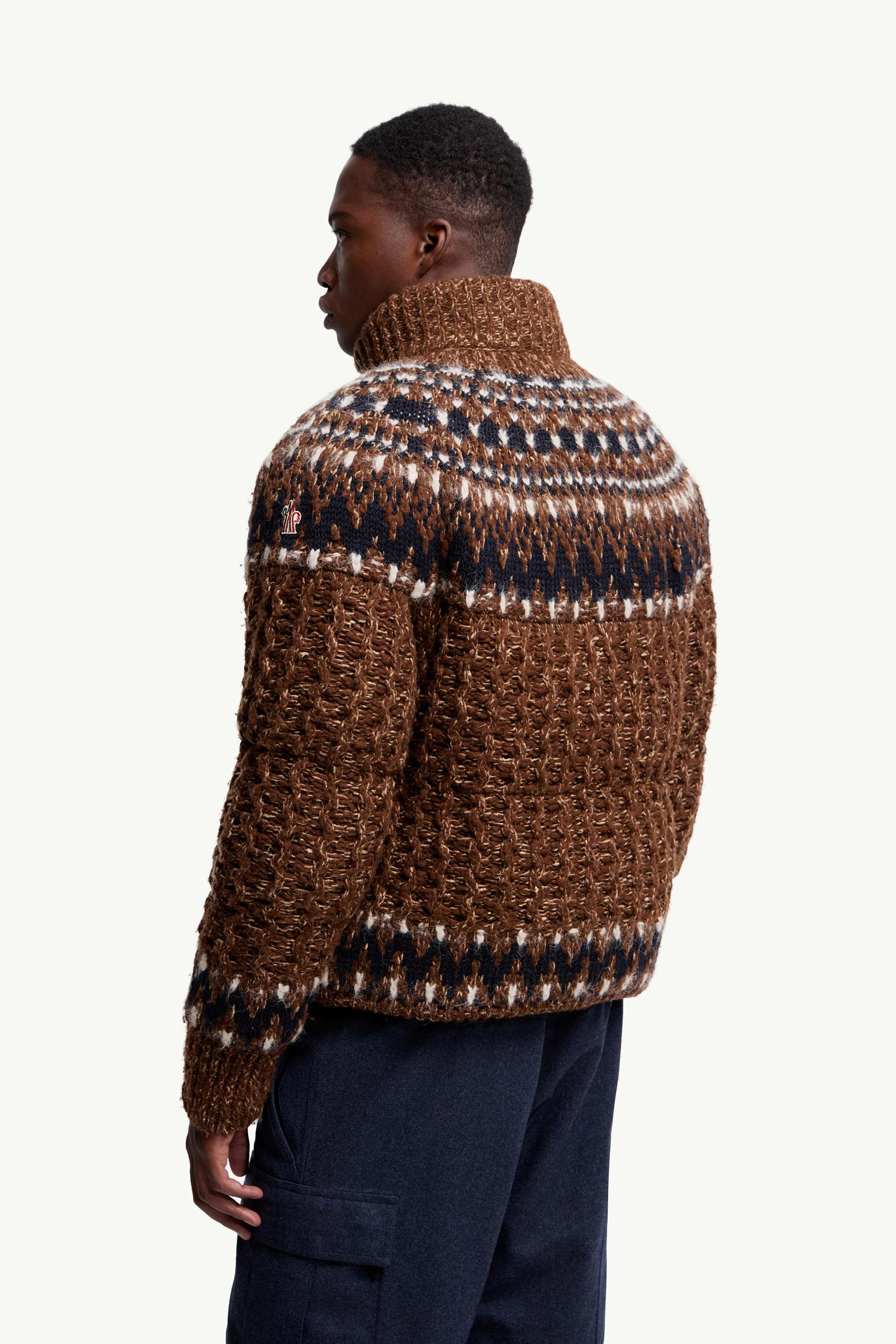 Moncler Indren Wool Blend Down Jacket Blue & Brown Blue & Brown