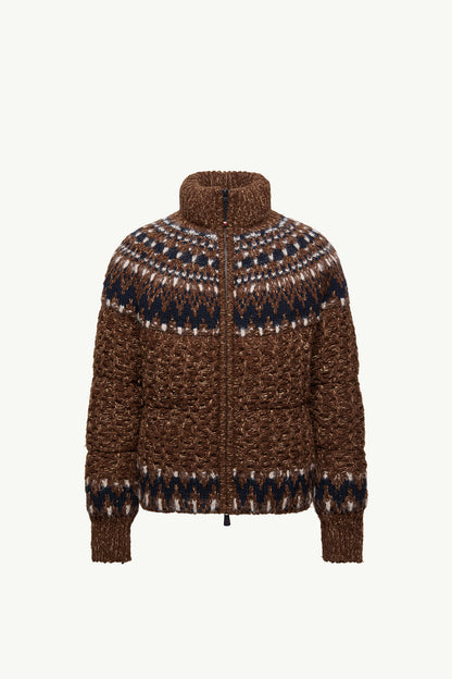 Moncler Indren Wool Blend Down Jacket Blue & Brown Blue & Brown