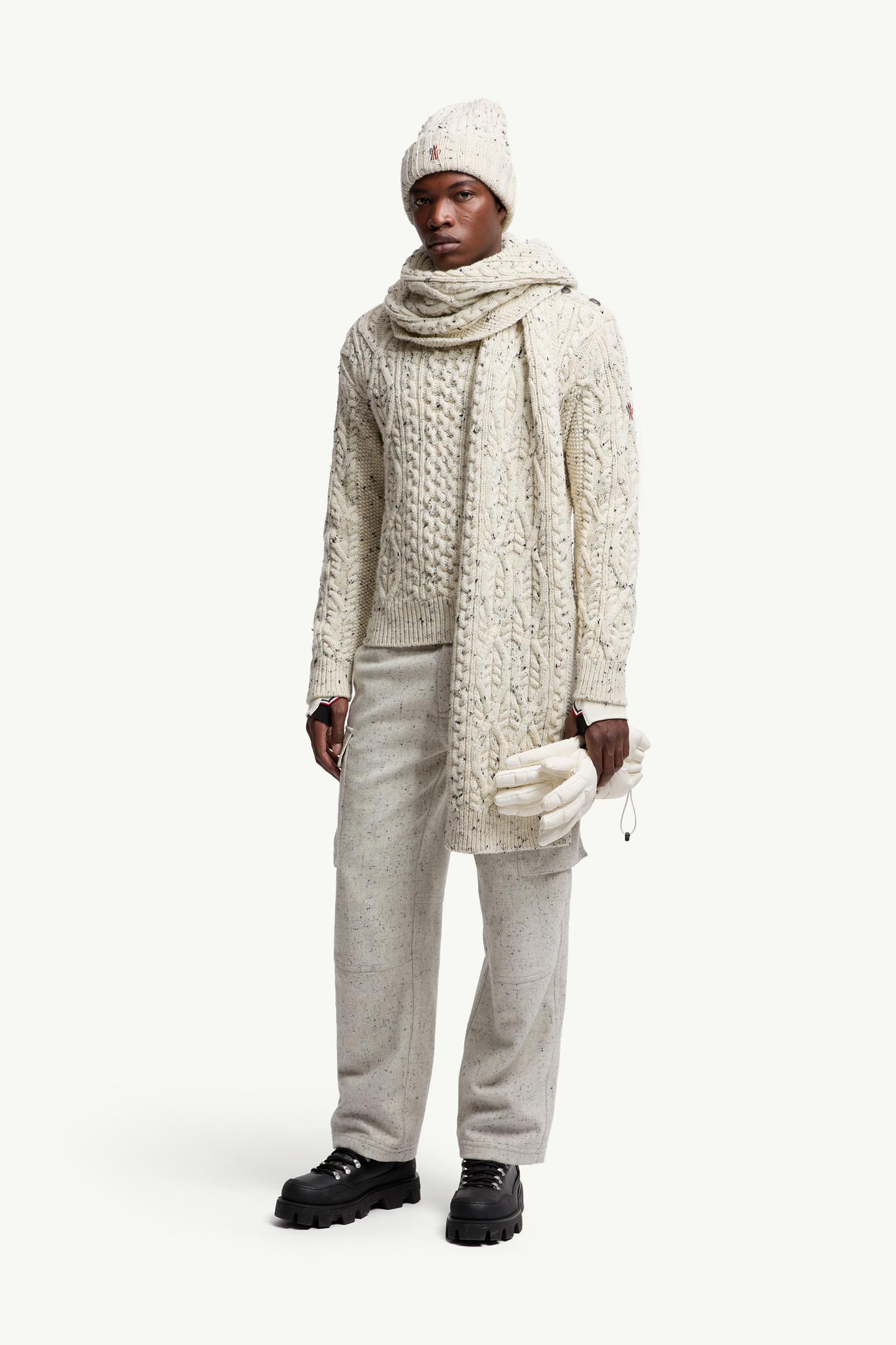 Moncler Argyle Wool Sweater White Ivory White Ivory