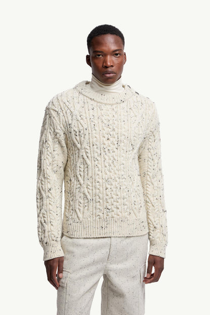 Moncler Argyle Wool Sweater White Ivory White Ivory