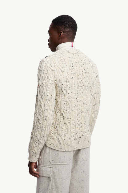 Moncler Argyle Wool Sweater White Ivory White Ivory