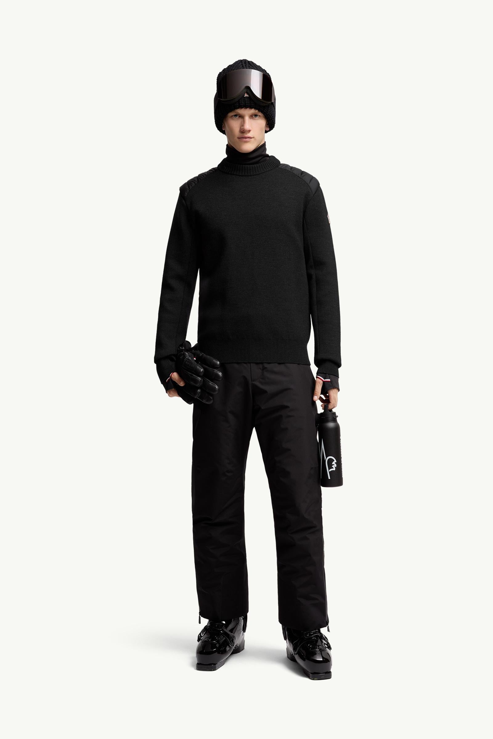 Moncler Wool Blend Down Sweater Black Black